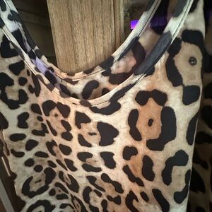 Alice + Olivia Black and Tan Camisole Top CHEETAH !